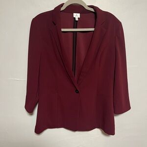 Dressbarn Maroon Blazer Tailored Open Front